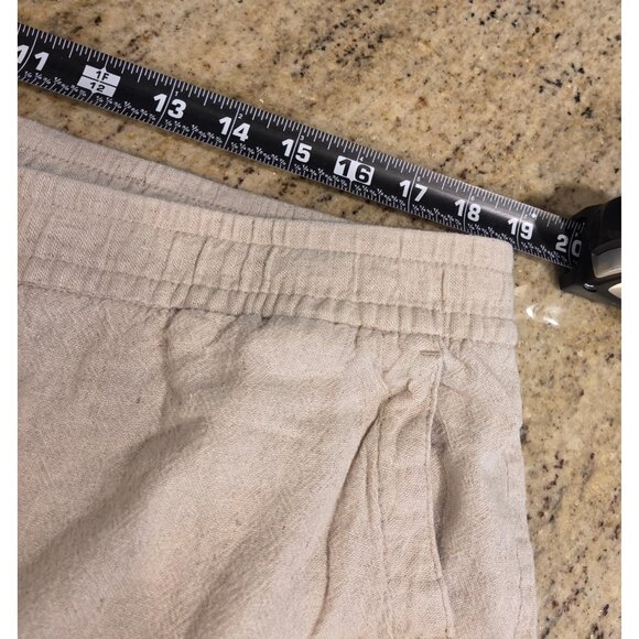 Old Navy Linen Blend Pants Tan High Rise Wide Leg Pull On Women Sz XL Drawstring - Picture 3 of 15